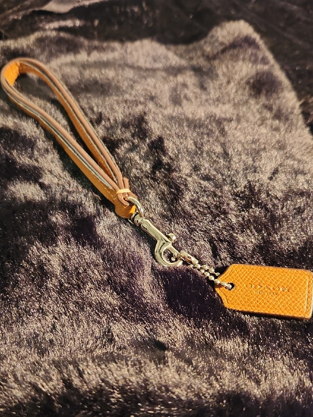 Coach Tan Leather Hang With Coach Wrislet Strap